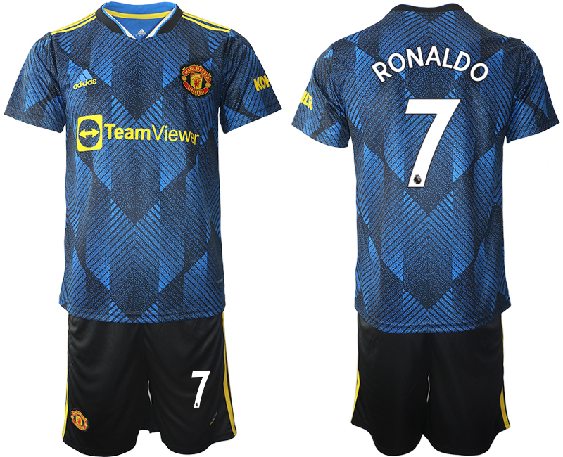 Men 2021-2022 Club Manchester United Second away blue #7 Soccer Jerseys